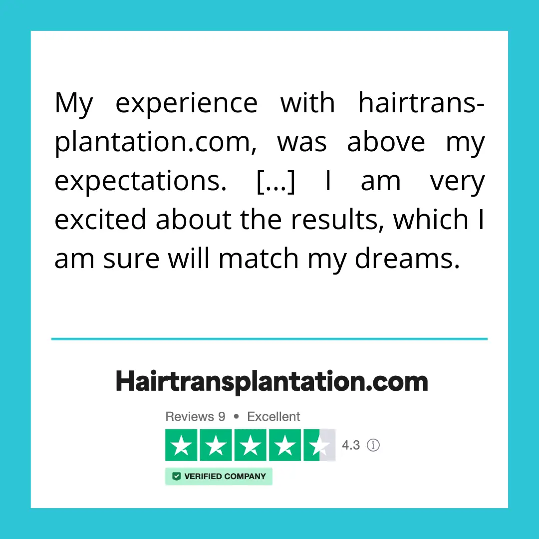 My experience with hairtrans-plantation.com, was above my expectations. [...] I am very excited about the results, which I am sure will match my dreams.